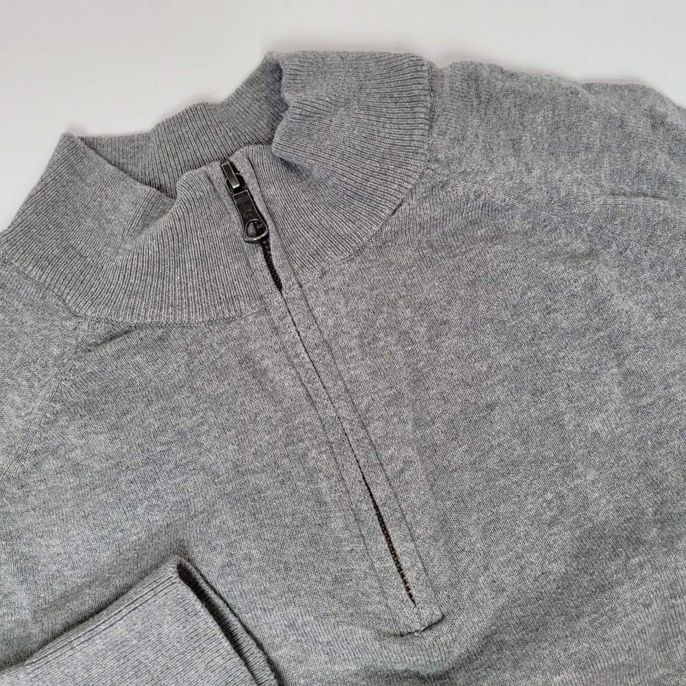 Brooks Brothers Quarter Zip Sweater Mens L Gray Excellent Pima Cotton BB18402